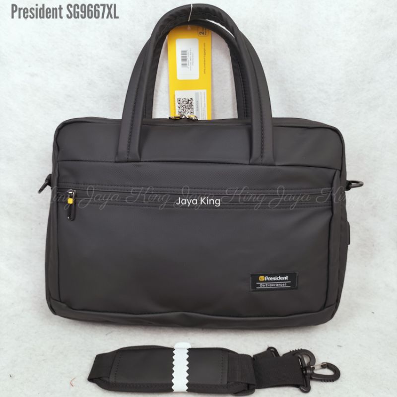 Tas Kantor Laptop USB President Waterproof Selempang Jinjing Kerja Pria Wanita