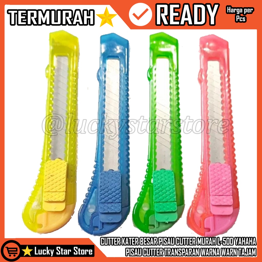 

Cutter Cater Kater Besar Cutter Murah L-500 Yahaha Cutter Transparan Kater Warna Warni Untuk Potong Memotong Menetak Mengelupas Kabel Cable Cabel Kertas Mesin Kuter Jumbo Plastik Pelastik Teranparan Transparan Gunting Geser