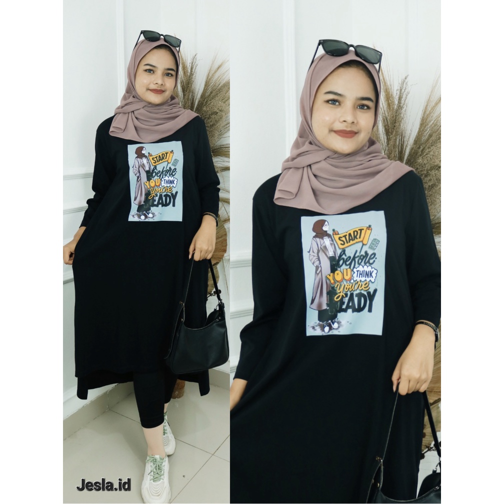 Kaos Oversize Wanita Star midi dress Bahan kaos katun combed 24S Aplikasi sablon ukuran s- xxl ld 90 - 120 cm Long tunik wanita jumbo Gamis wania model terbaru 2023 Pakaian muslim wanita Midi dress warna warna hitam putih Kaos remaja tanggung