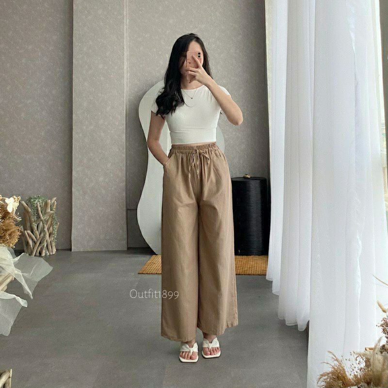 CELANA KULOT LINEN KRINKLE / KULOT CRINKLE BASIC LINEN PREMIUM