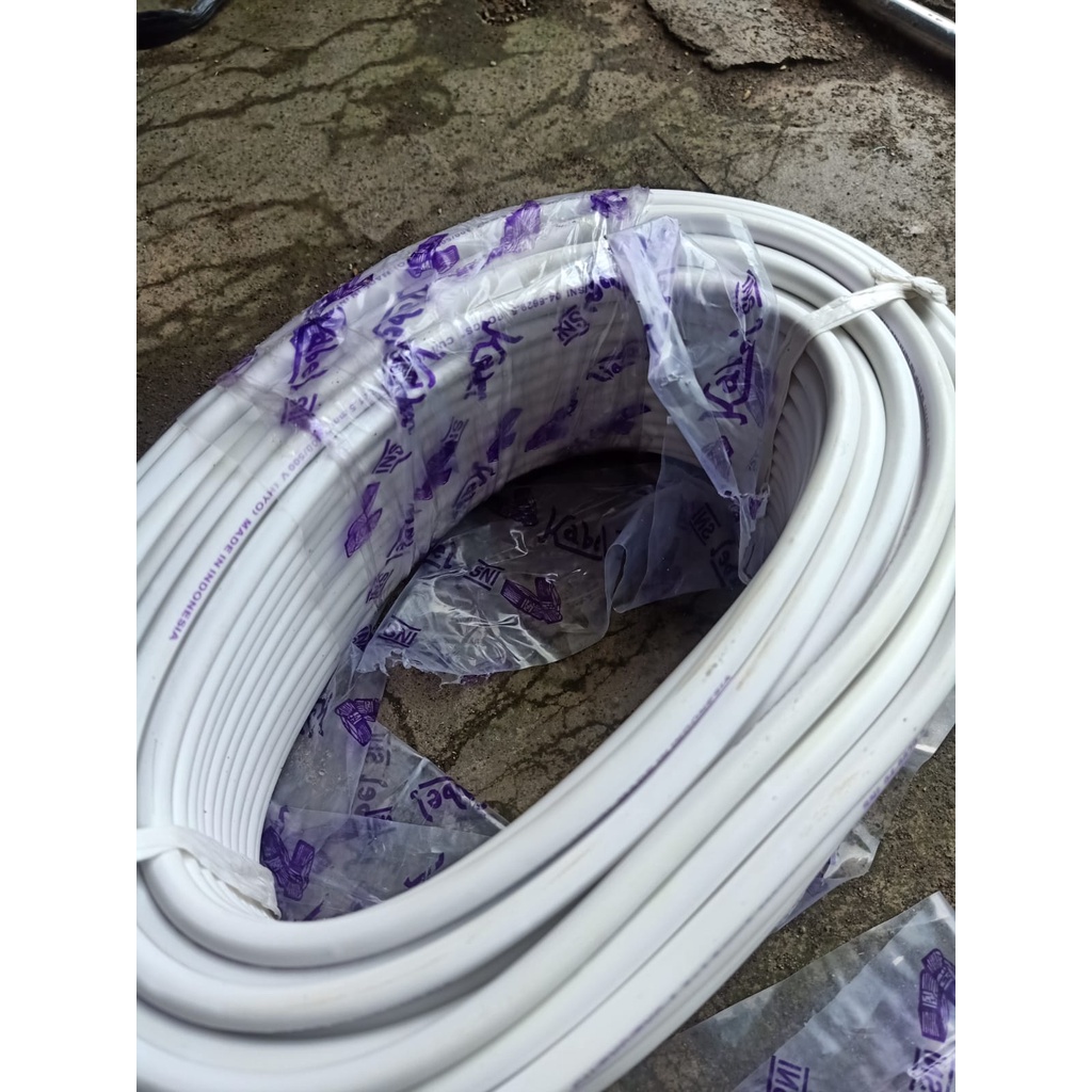 KABEL TEMBAGA SNI KABEL NYMHYO PUTIH 2 x 1,5 asli tembaga 50 meter