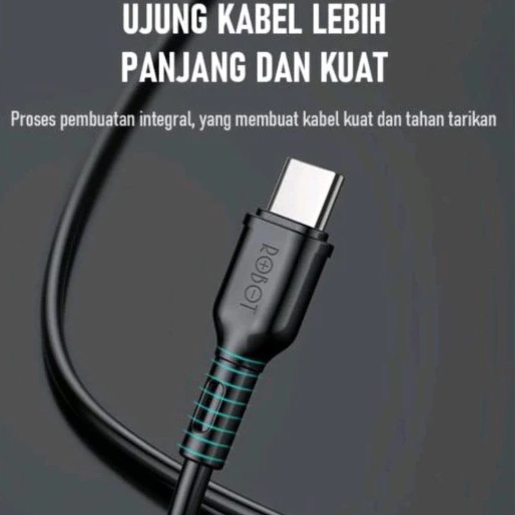 PER PCS / ECERAN KABEL DATA ROBOT RBC100S TYPE-C 2,4A COLORFUL 1METER ORIGINAL