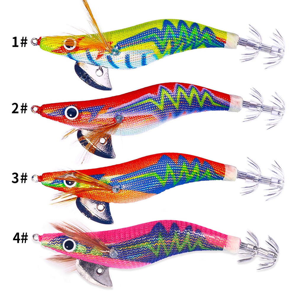 Hengjia 1pc Luminous Shrimp Bait Umpan Pancing Bentuk Udang Fluorescent Fishing Lures 10.5cm / 13g 2.5# Squid Jig Hook Kait Bentuk Cumi Fishing Accessories