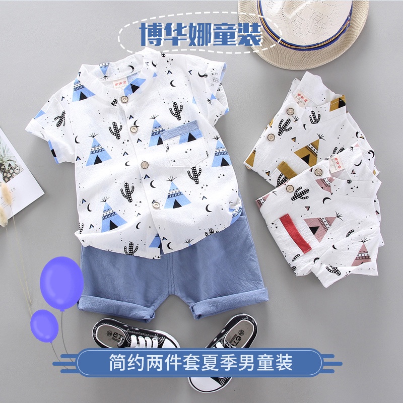 CH02 KAKTUS SET BAJU CELANA ANAK COWO LAKI LAKI LENGAN PENDEK IMPORT