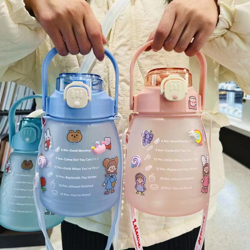 【Free stiker 2D&amp;3D】2 Liter Botol Minum/Motivasi Botol/Botol Minum Viral 2 Liter/Botol Gemoy Jumbo 2 Liter/Botol Minum Gemoy 2 Liter
