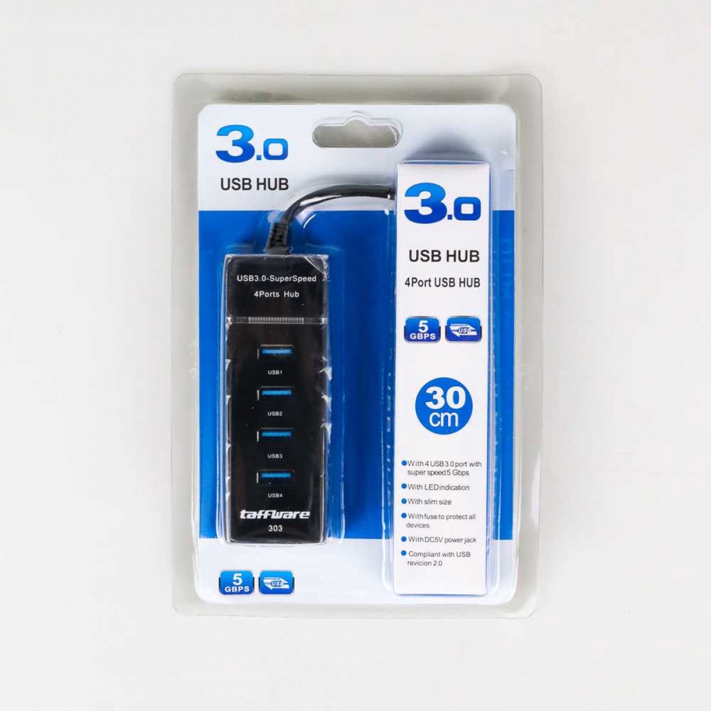 USB Hub 3.0 High Speed 4 Ports Taffware 5Gbps