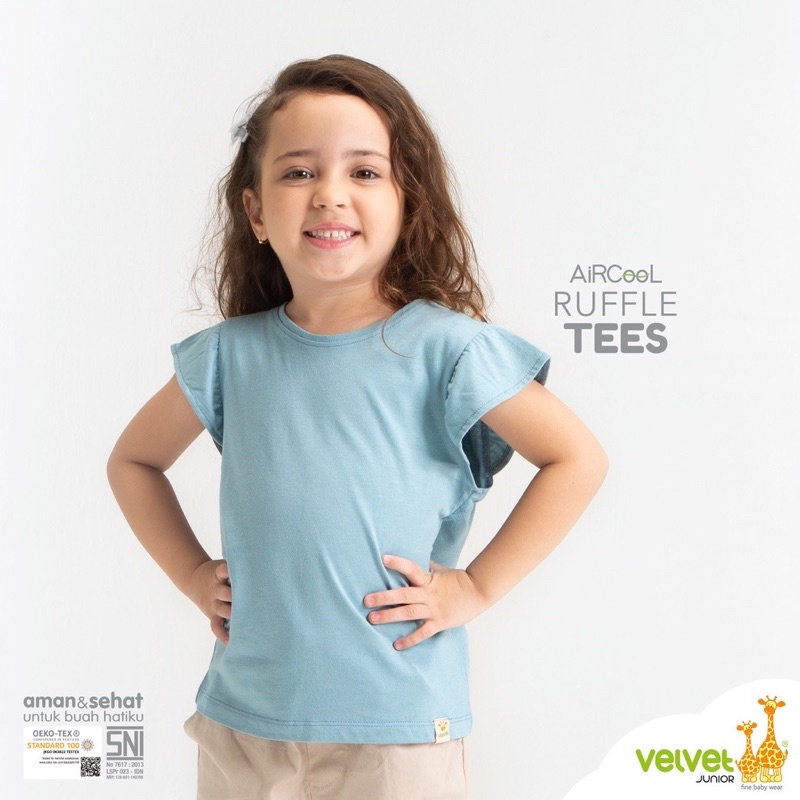 Velvet Junior air cool ruffle tees - atasan kaos ana perempuan