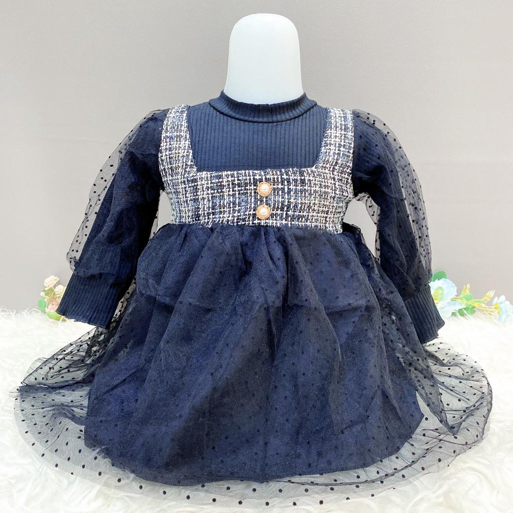 Dress Tutu Premium Luchy Rainbow Anak Perempuan Dress Bahan Tille Motif Polkadot