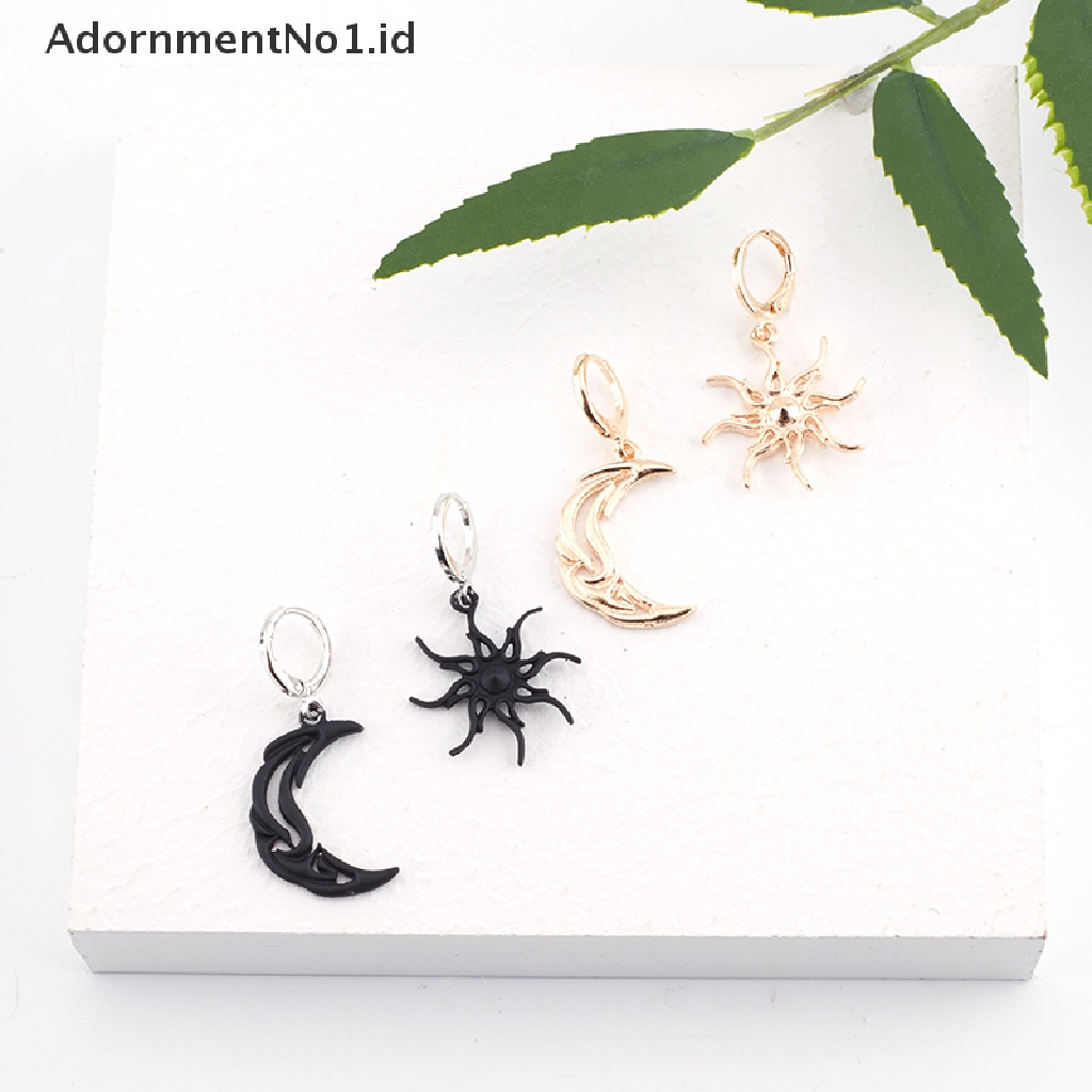 [AdornmentNo1] Sun Moon Menjuntai Earring Asimetris Anting Abstrak Untuk Wanita Fashion Perhiasan [ID]