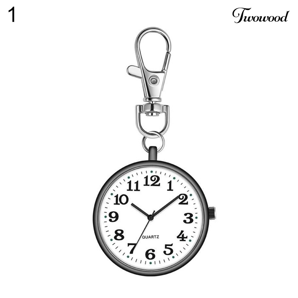 Twowood Fashion Unisex Dial Bulat Quartz Analog Perawat Medis Keychain Pocket Watch