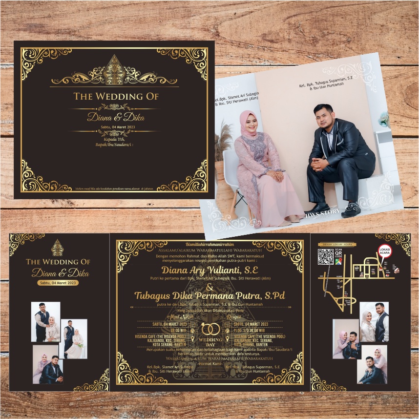 UNDANGAN PERNIKAHAN PREMIUM  CUSTOM FOTO  ADAT JAWA TEMA GUNUNGAN WAYANG, TEBAL KILAP GLOSSY