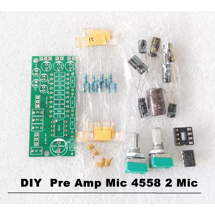 DIY  Pre Amp Mic 4558 2 Mic