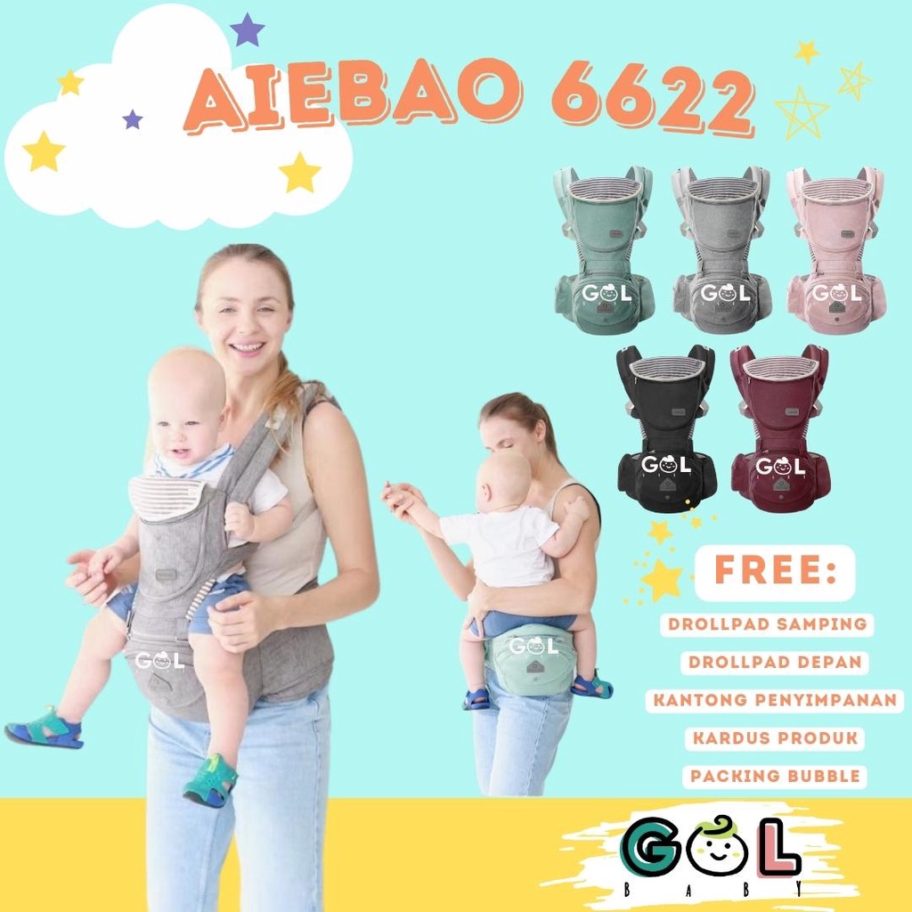 Gendongan Bayi Baby Carrier multifunction Hipseat Carrier Aiebao 6622 NEW ( jual 6636 6634 6608)