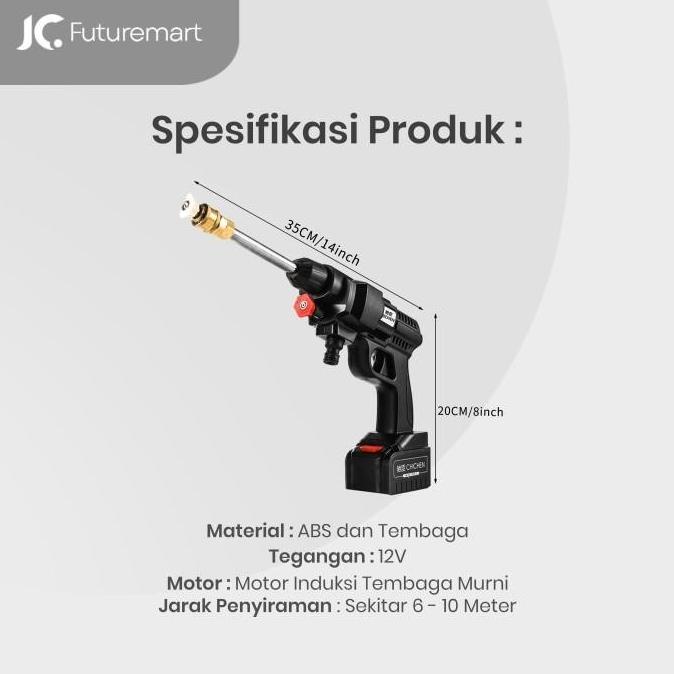 Cordless Portable Jet Washer Spray Gun Alat Cuci Mobil Motor Set
