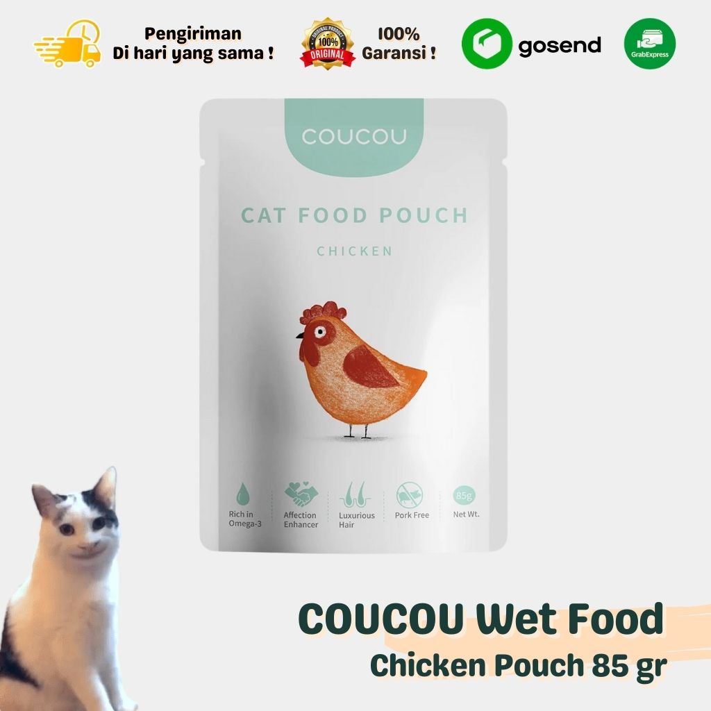 COUCOU Wet Cat Food Pouch All Life Stages Rasa CHICKEN Makanan Basah Kucing 85 gr