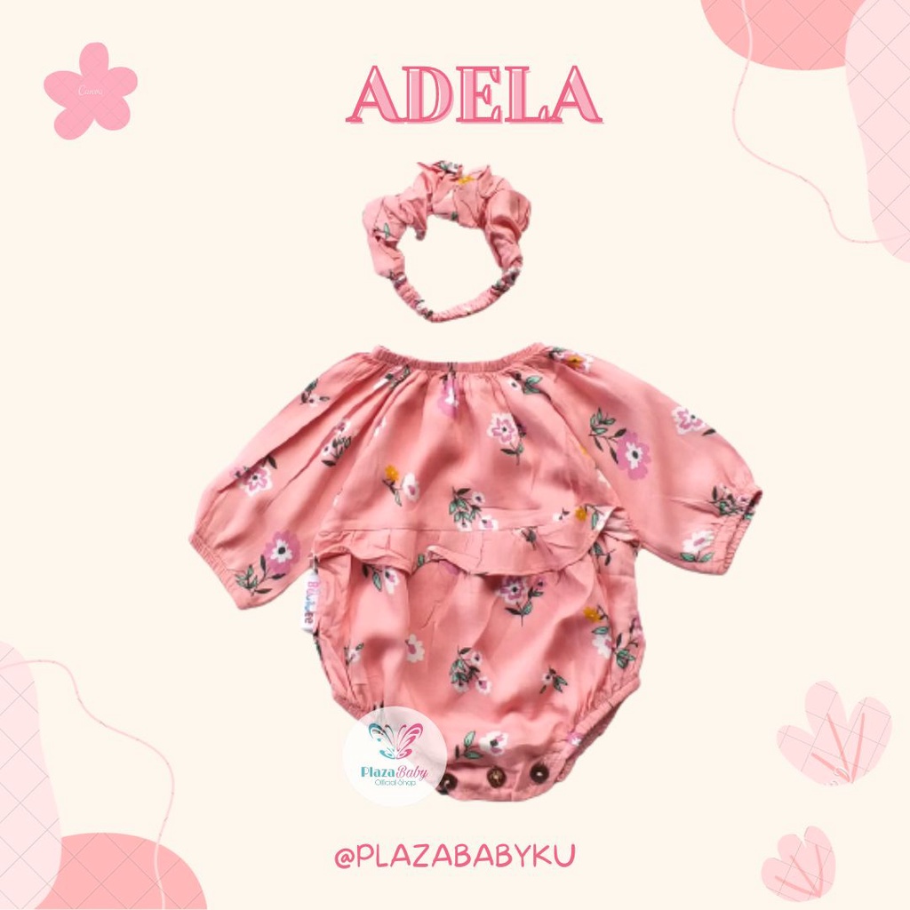 PROMO 7.7 plazababyku ADELA romper jumpsuit bayi motif bunga yang lucu + free headband BUBIBEE