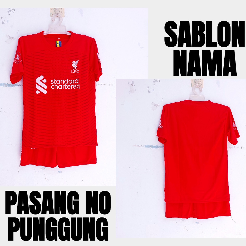 setelan baju bola anak/setelan baju futsal/baju bola liverpool merah/baju futsal murah