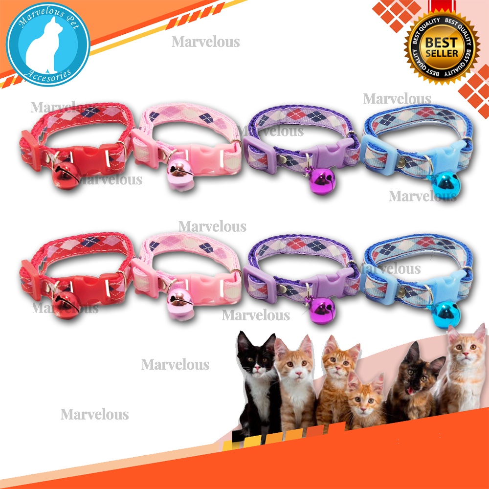 Kalung Kucing Lucu Lonceng 14 mm Motif Wajik / Kalung Kucing Premium / Aksesoris Kucing