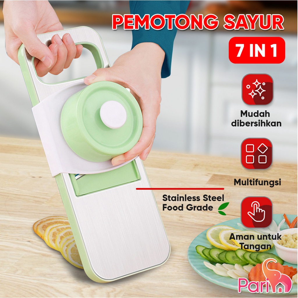 Parutan Sayur Dan Buah 7in1 Vegetable Cutter Premium Stainless Steel Multifungsi YK-123A01