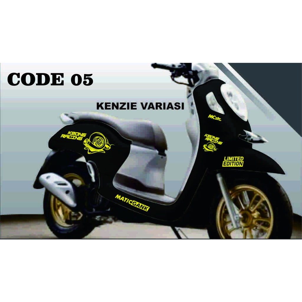 AKSESORIS VARIASI STIKER CUTING STRIPING LIST BODY MOTOR HONDA ALL NEW SCOOPY KEONG RACING #05