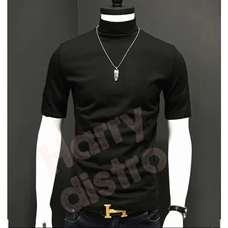 [PREMIUM] Turtleneck Pendek kaos korean lengan pendek turtleneck short sleeve kaos polos leher tinggi cowok