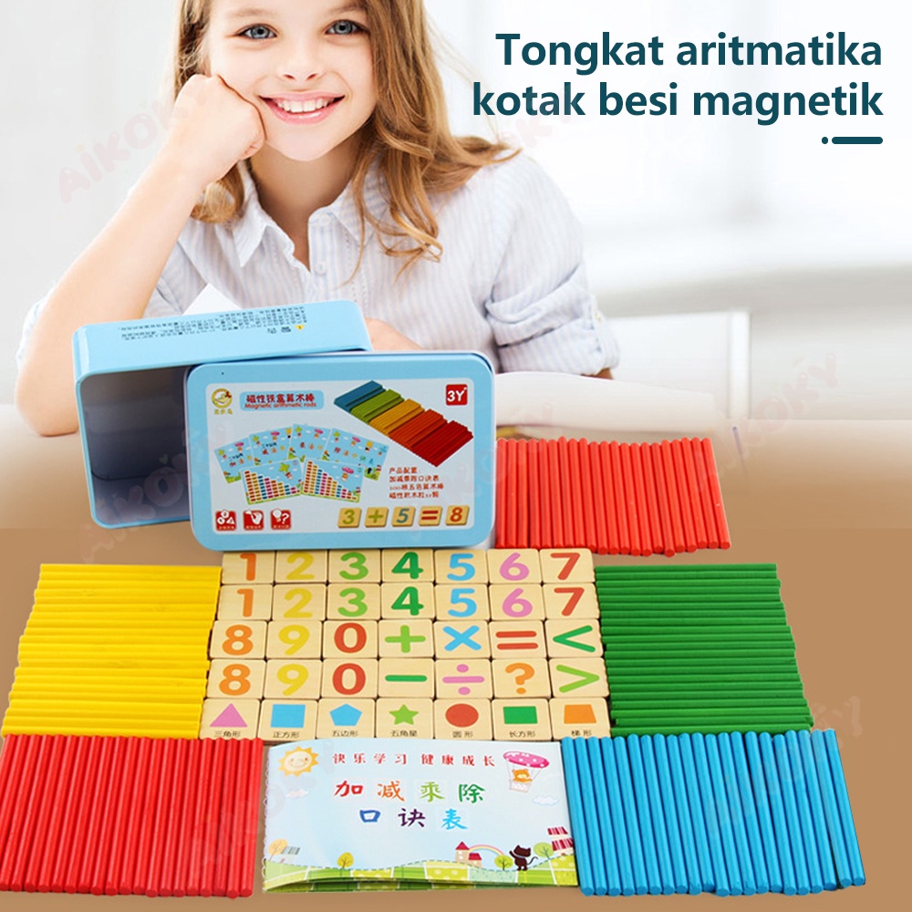 Aikoky Mainan Edukasi Menghitung Matematika/Mainan Berhitung Intelligence Stick Plus Box