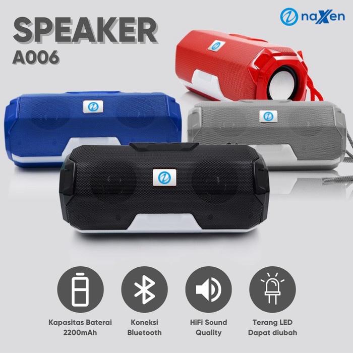 Naxen Portable Wireless Speaker Bluetooth A006 Extra Bass + Led Lampu