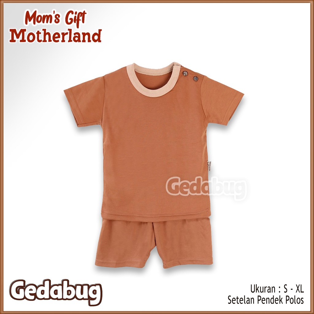 Setelan PENDEK Moms Gift / Ridges | Setelan Kaos + celana pendek Anak Polos Kancing Pundak | Gedabug