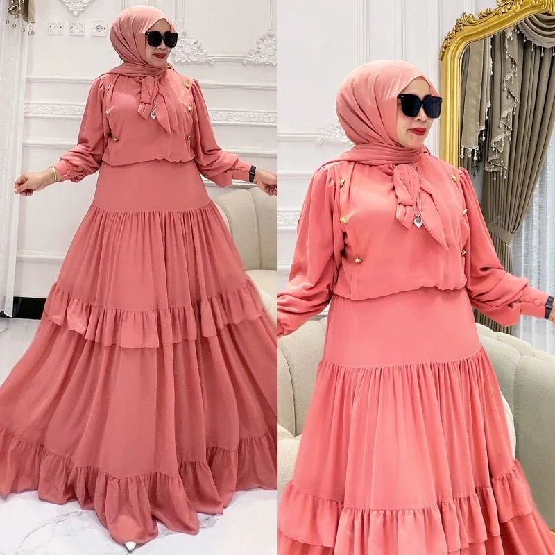 Lanina One Set Rok Bc Bahan Ceruty babydoll Set Muslim Wanita Terbaru 2023 Kekinian Murah Set Atasan