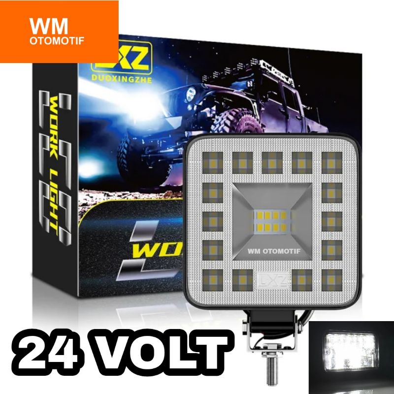 Lampu Tembak 24 Volt Sorot LED CWL 23 Mata Kotak Bulat CREE Truk Bus Canter Tronton Laser DRL Super Bright Flood Spot Offroad Truck Bis Fuso Bar Cree Epistar LightBar Work Light Motor Mobil Running UTV ATV Skuter Putih Waterproof Alluminium 24 V