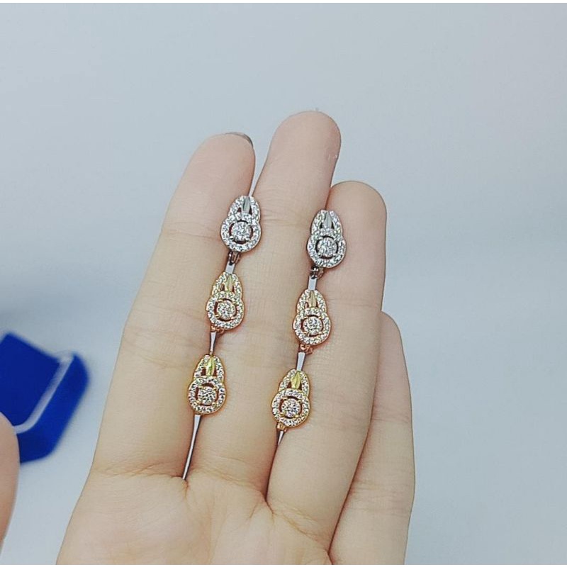 anting jepit bunny mp full / anting perak asli silver 925 lapis emas/ anting fashion wanita terbaru