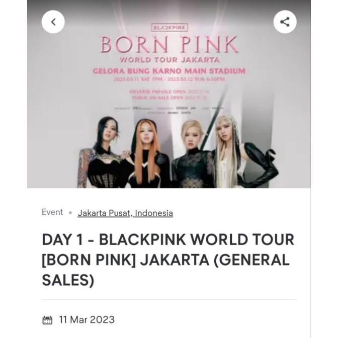 Tiket Konser Blackpink (day 1, cat 2)