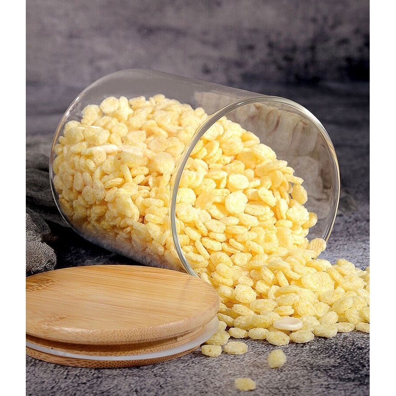 Toples Kaca Kotak Makanan Penutup Kayu