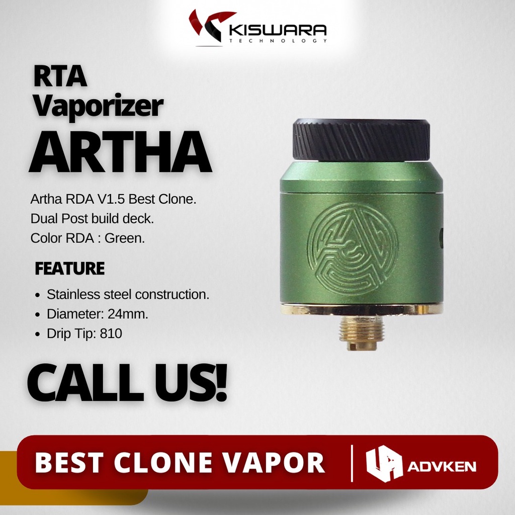 Artha RDA V1.5 24 RDA Atomizer - GREEN [Clone] KiswaraBandung