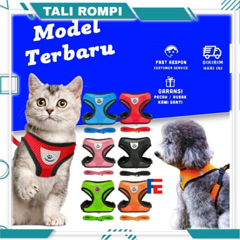Tali Rompi Bernafas Hewan Harness Kucing Tali Tuntun Untuk Kucing Anjing