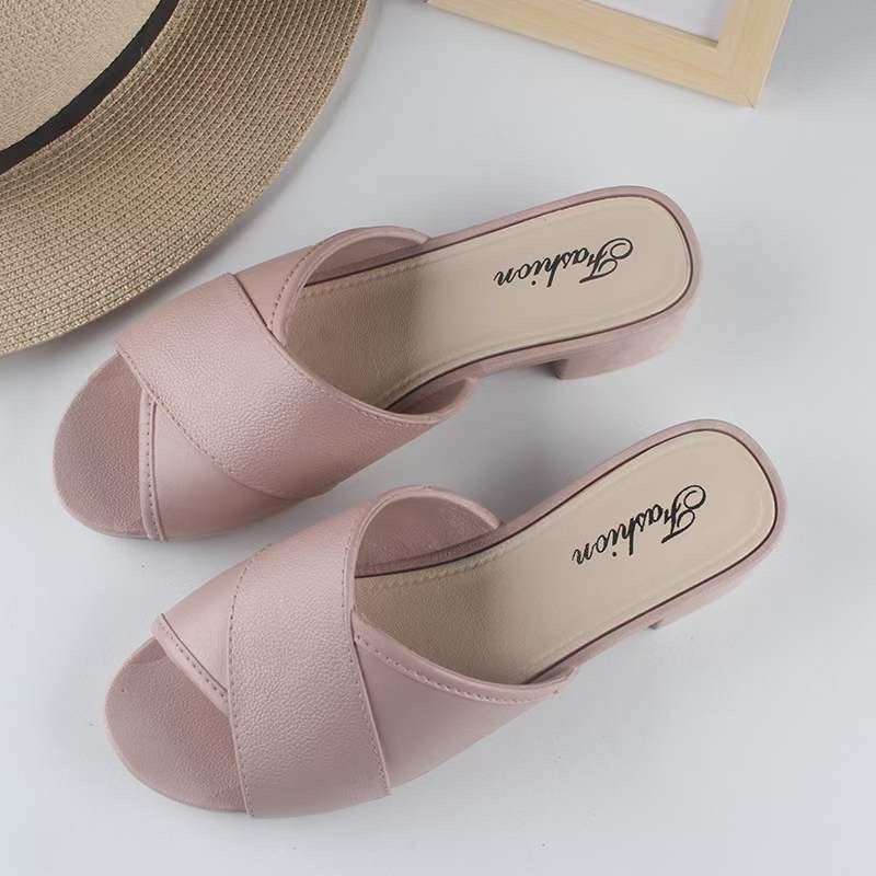 Sandal Slop Wanita Silang Wedges Polos Import High Quality S2