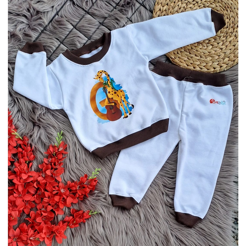 setelan sweater anak laki-laki/perempuan lengan panjang sablon DTF motif lucu