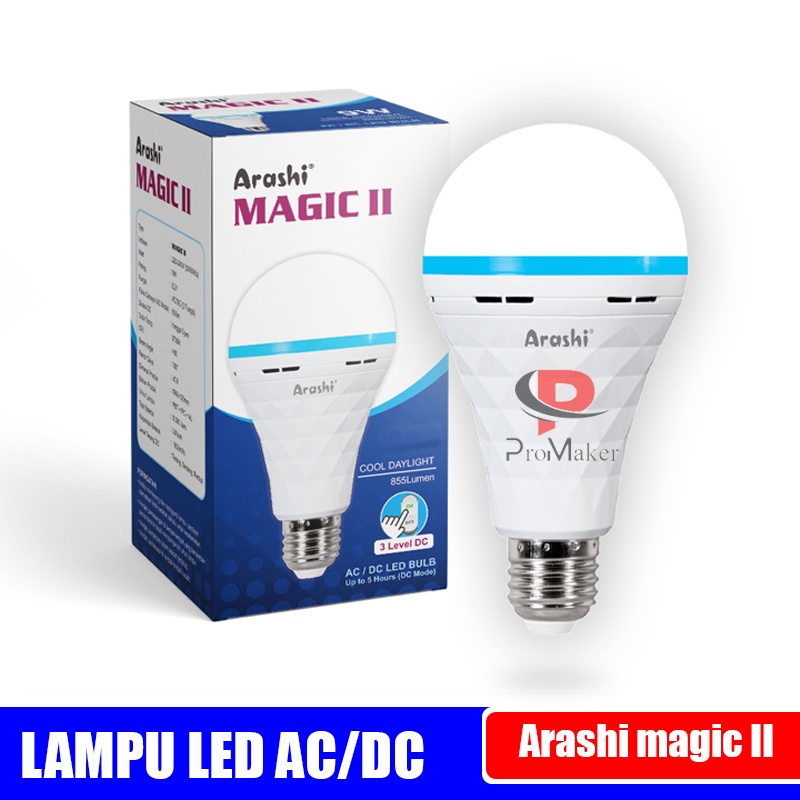 Lampu Emergency LED Arashi Magic 9w 12w 18w Auto On Mati Listrik Original