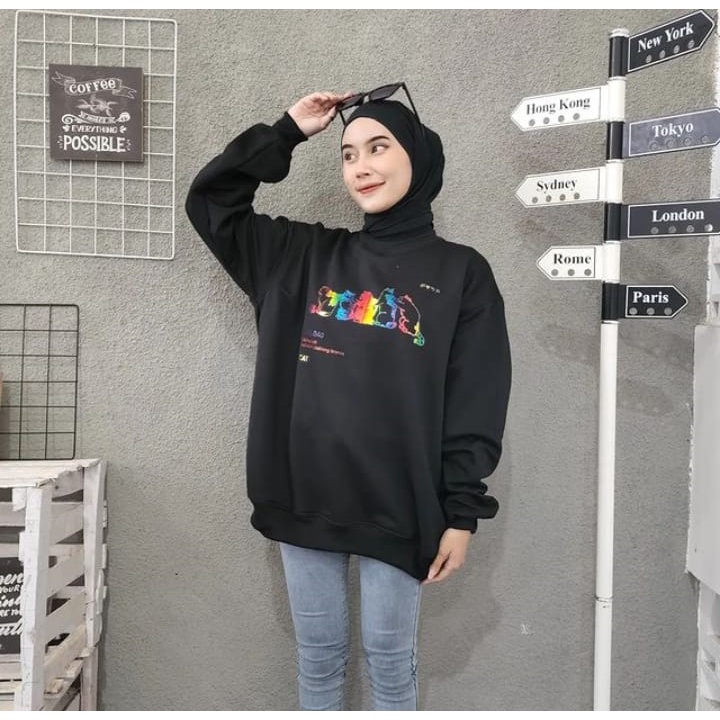 Sweater Wanita Grosir Berkualitas - Colourful cat