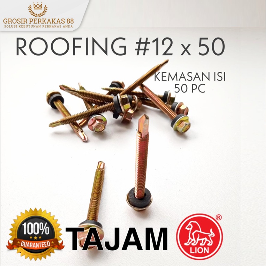 Jual Sekrup Baja Ringan Baut Roofing Skrup Rangka Hollow Drilling Besi Holo X Lion Scrup