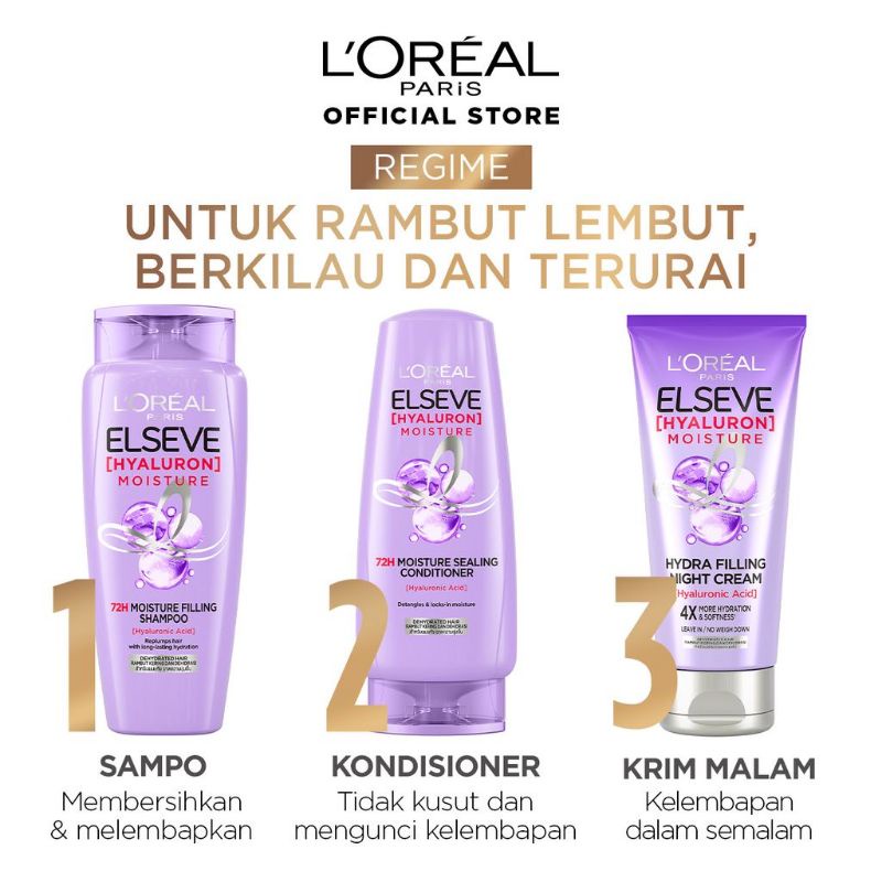 L'Oreal Paris ELSEVE Hyaluron Moisture Conditioner | Moisture Shampoo | Moisture Hydra Filling Night Cream