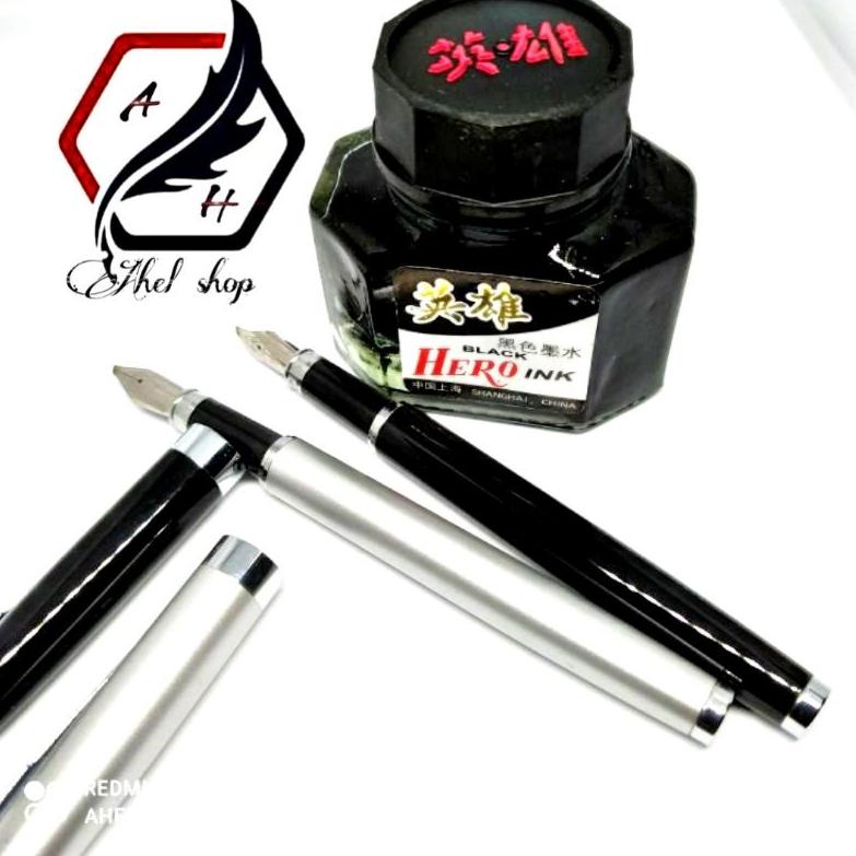 

[KODE PRODUK PJDO86690] Pulpen penulisan ijazah raport sekolah Fountain pen Kalam kaligrafi 1,5Mm tinta isi ulang hero satu set