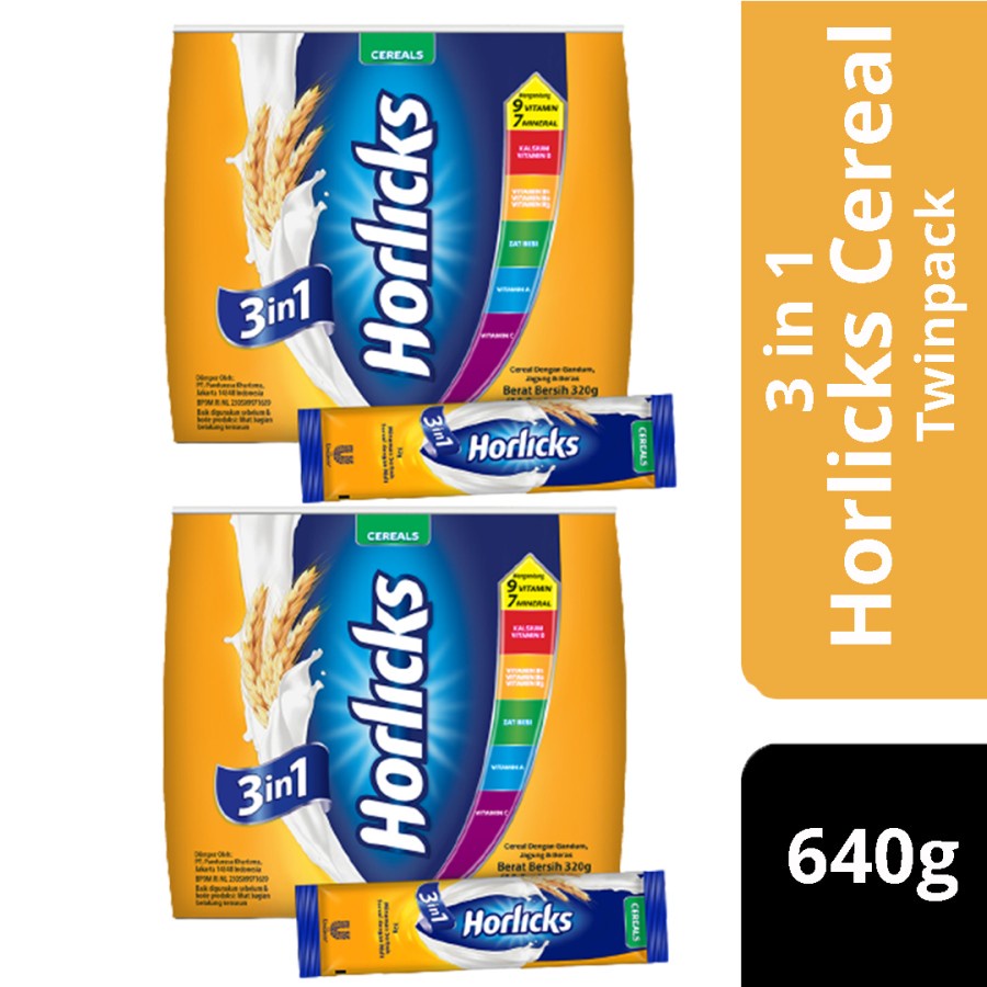 Horlicks 3in1 Cereal 10x32g Minuman Sereal Malt Pouch Twinpack
