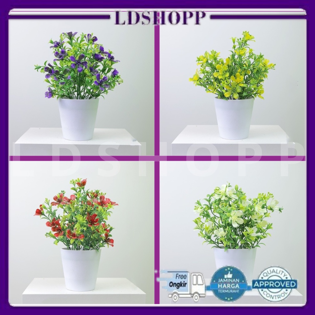 LDS POT60 Tanaman Bunga Hias Artificial Flower Decoration / Tanaman Bunga Plastik Dekorasi Rumah Import Murah