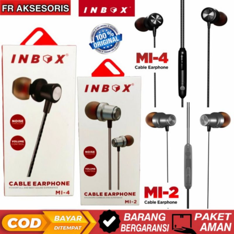 Earphone INBOX Headset INBOX MI-2 INBOX MI-4 Cable Earphone Original