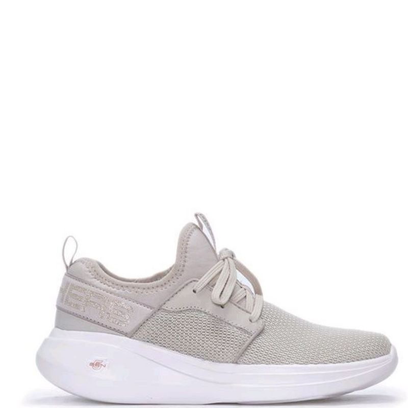 SKECHERS GO RUN FAST WOMEN'S NATURAL & NAVY