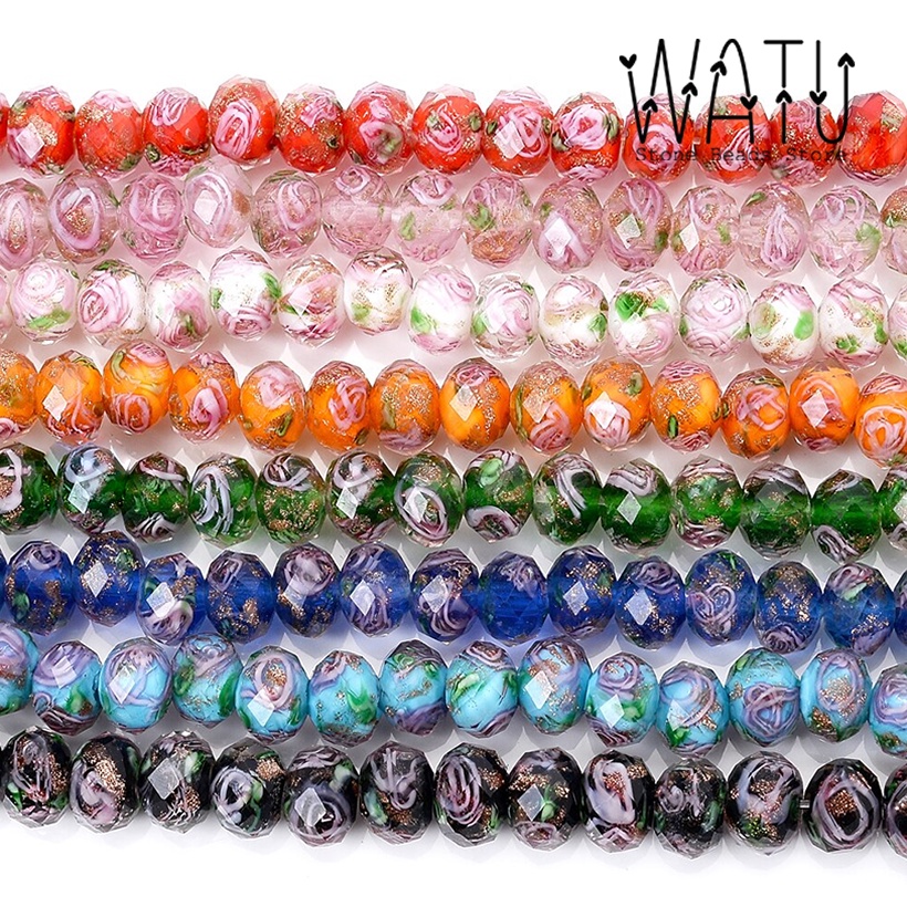 Bahan Gelang Emas Cyrstal Ceko Murano Lampwork 1String