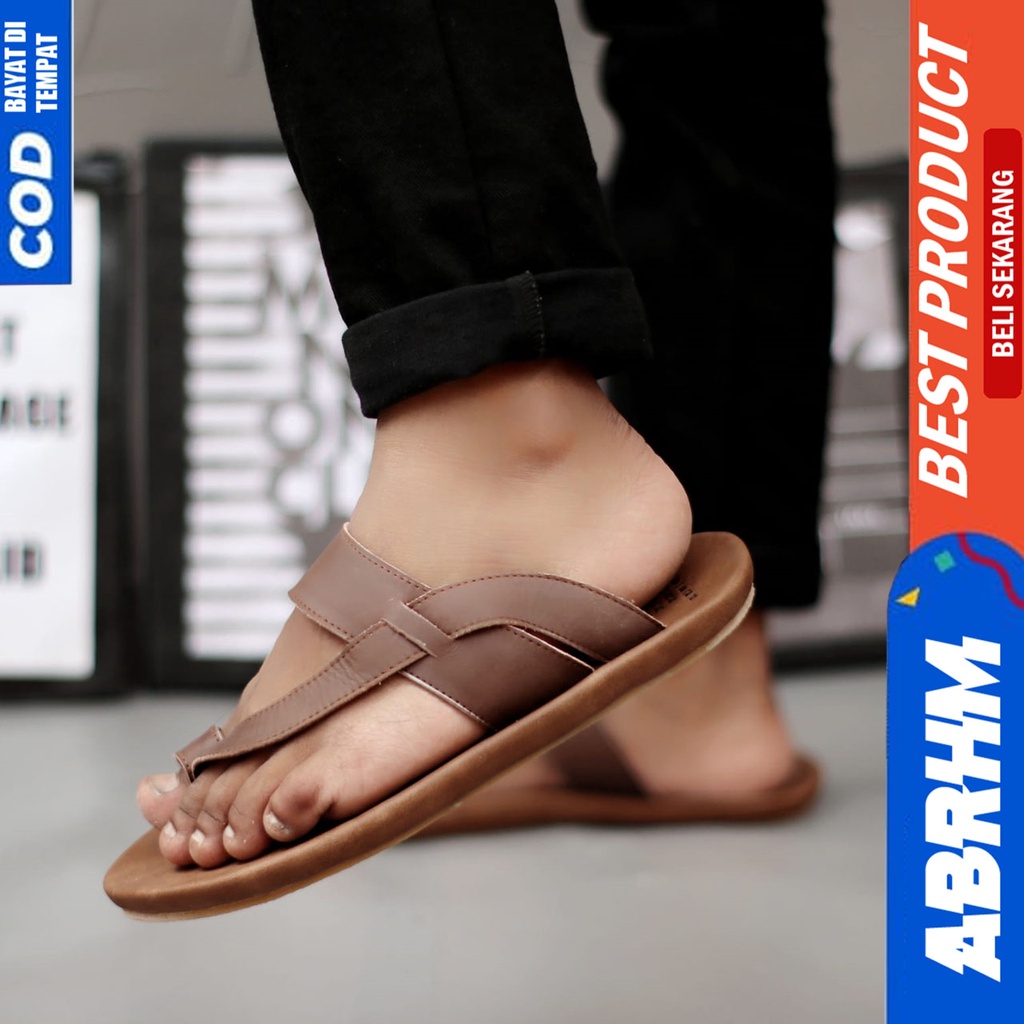 Sandal Kulit Pria Sendal Jepit Pria Original Abrhm WIROS