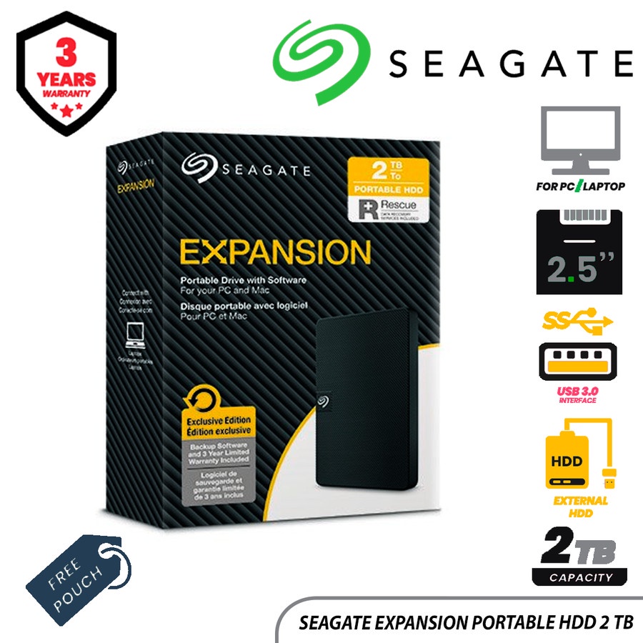SEAGATE EXPANSION 2TB EXTERNAL HDD EKSTERNAL PORTABLE 2.5&quot; 2 TB