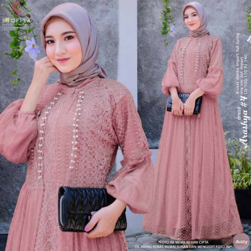 DRESS PESTA KONDANGAN BRUKLAT IMPORT MIX TILE ARASHYA DRESS ORI SHOFIYA